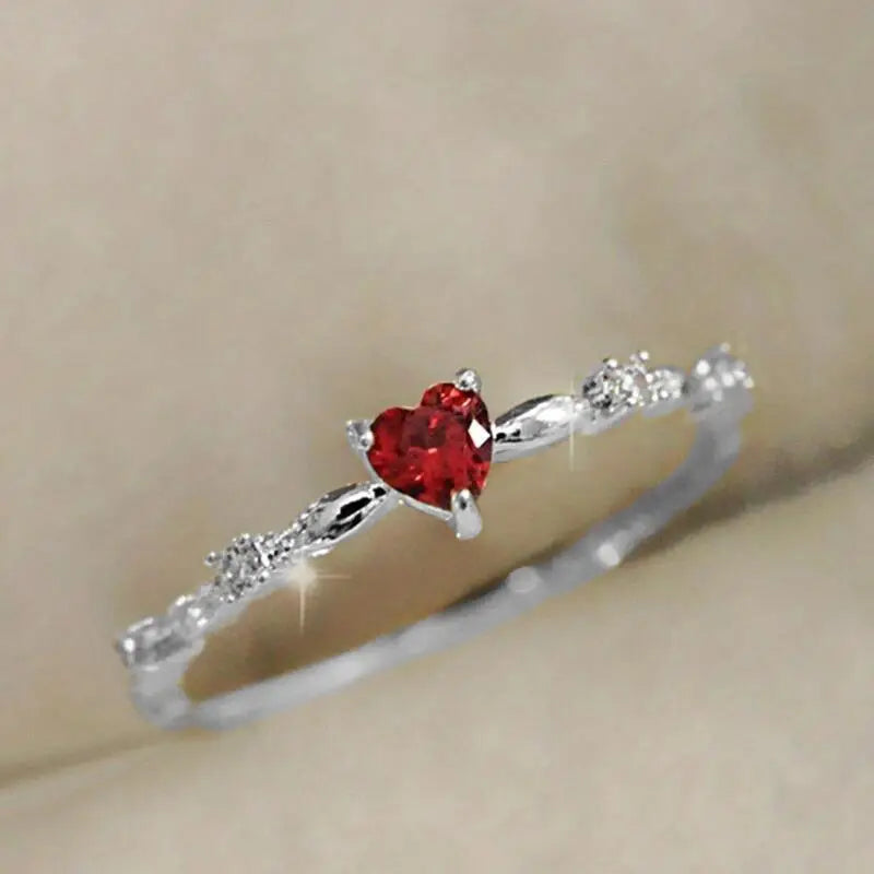 Gold Ruby Heart Ring