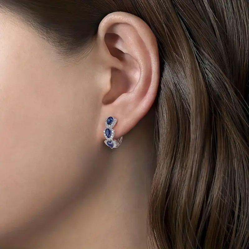 Royal Sapphire Crest Earrings | White Gold