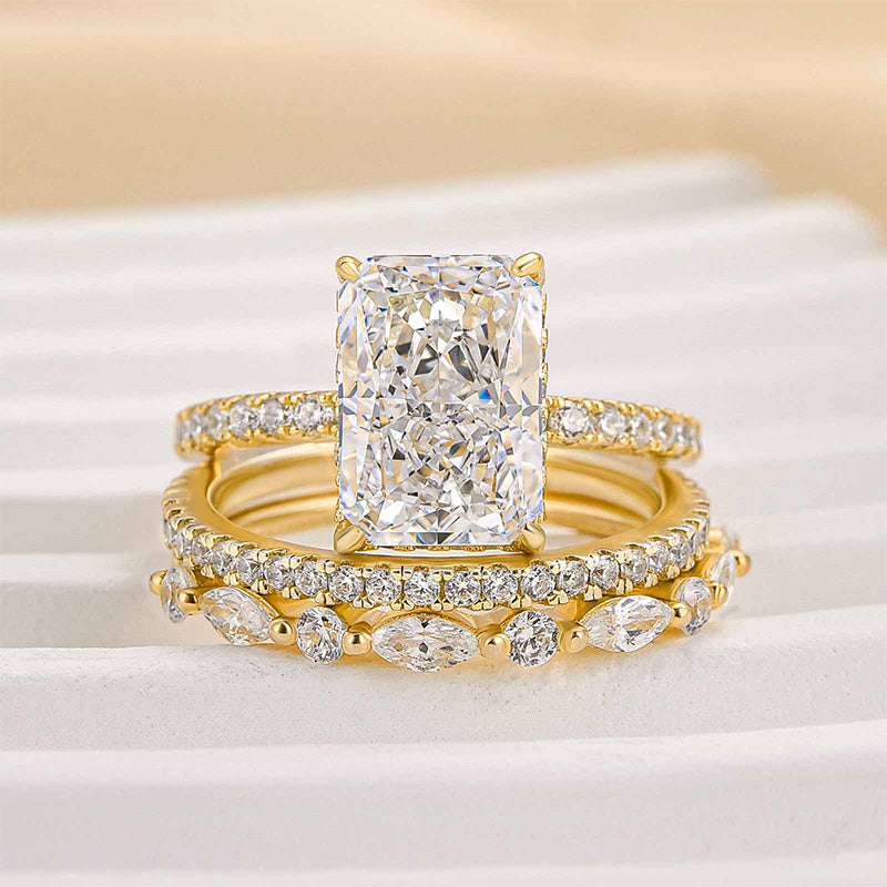 Jaily 3PC Wedding Ring Set | Gold