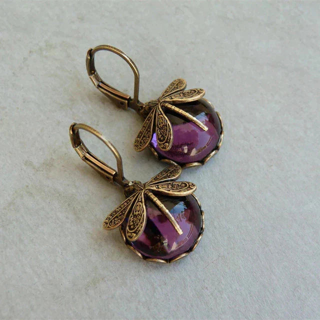 Elowen™ | Antique Crystal Dragonfly Earrings