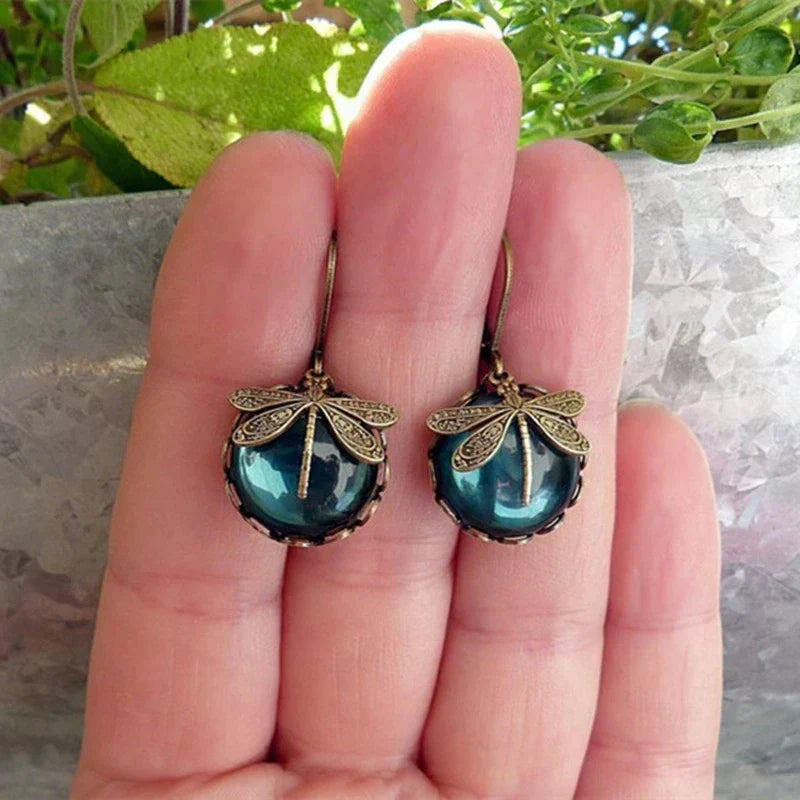 Elowen™ | Antique Crystal Dragonfly Earrings