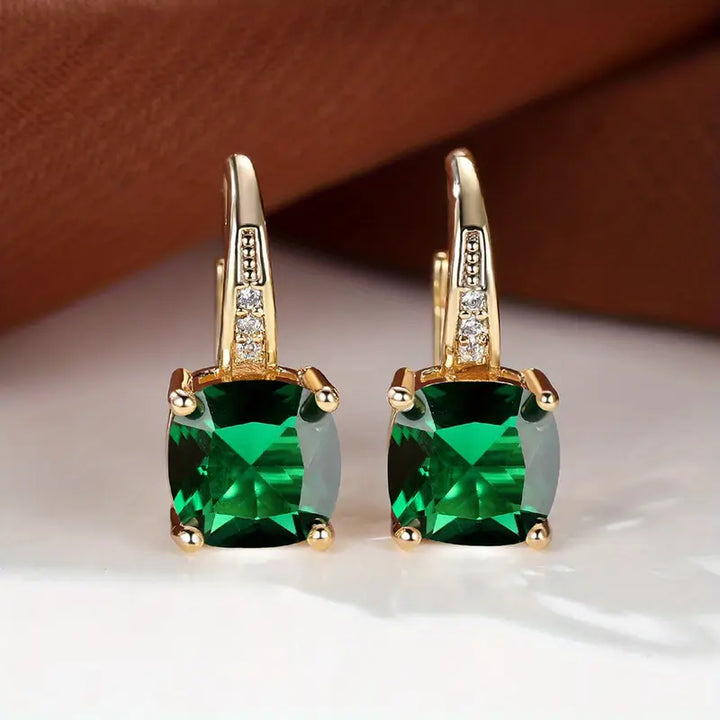Mystic Sapphire Stone Hoop Earrings | Gold